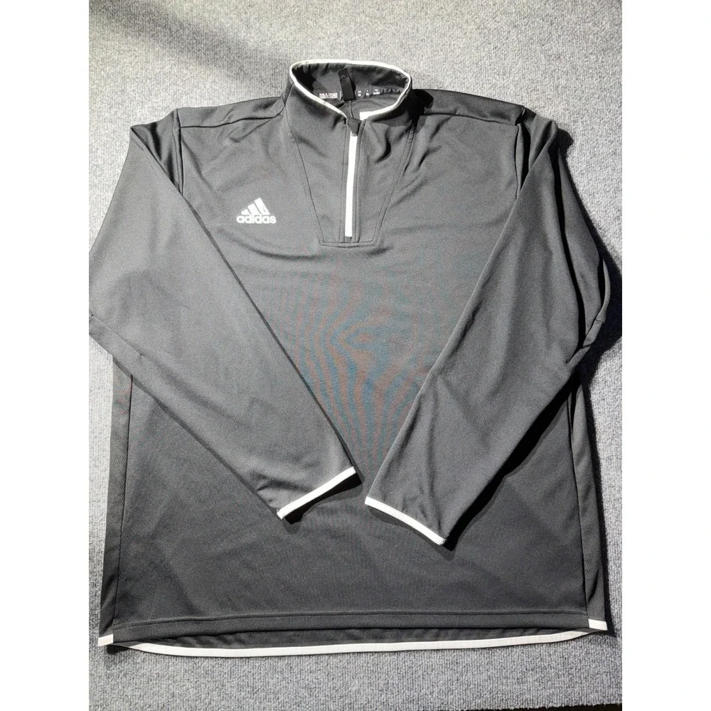 Adidas Mens 2XL Black Quarter Zip Pullover Athletic Training Shirt CZ0749